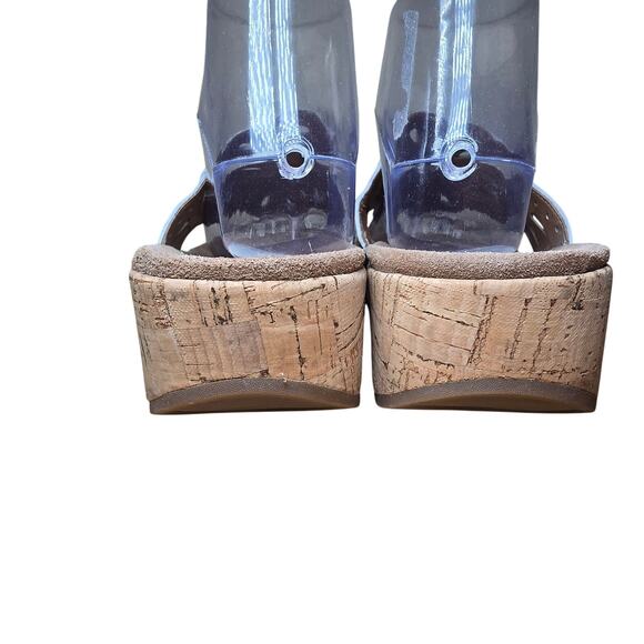 Clarks Artisan Sandals Palima Palm Laser Cut Thong Cork Wedge White Womens Sz 8 - Picture 7 of 11